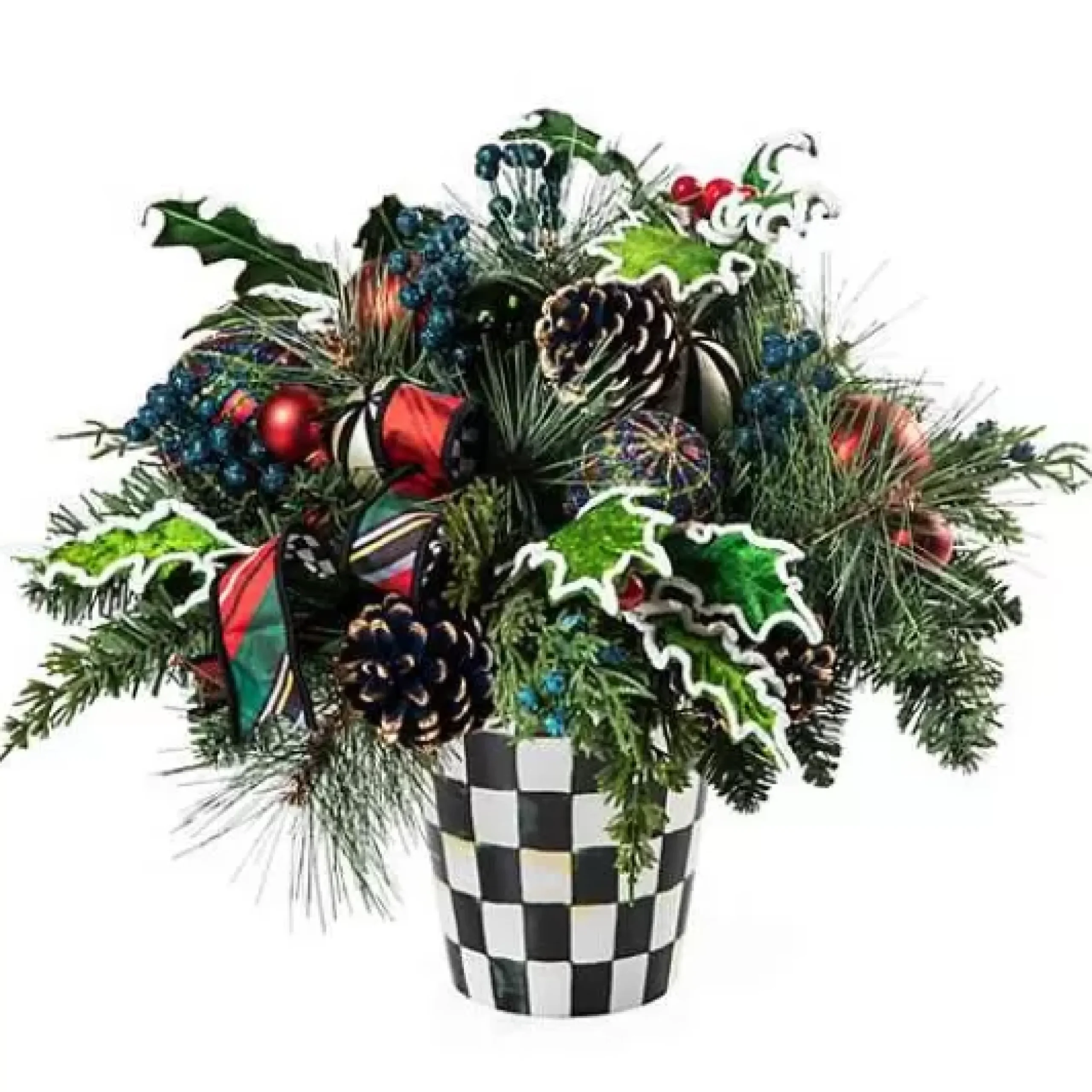 MacKenzie-Childs Tartastic Centerpiece< Holiday|Greenery & Florals