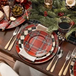 MacKenzie-Childs Tartastic Enamel Charger - Red< Holiday|Dinnerware & Flatware