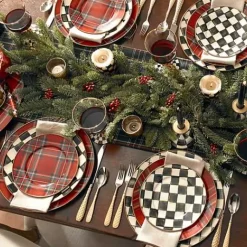 MacKenzie-Childs Tartastic Enamel Dinner Plate - Red< Holiday|Dinnerware & Flatware