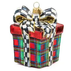 MacKenzie-Childs Tartastic Gift Glass Ornament< Holiday