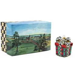 MacKenzie-Childs Tartastic Gift Glass Ornament< Holiday