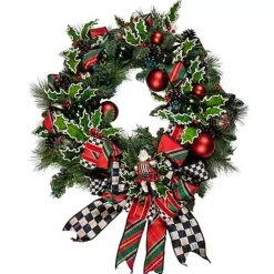 MacKenzie-Childs Tartastic Illuminated Wreath< Holiday|Greenery & Florals