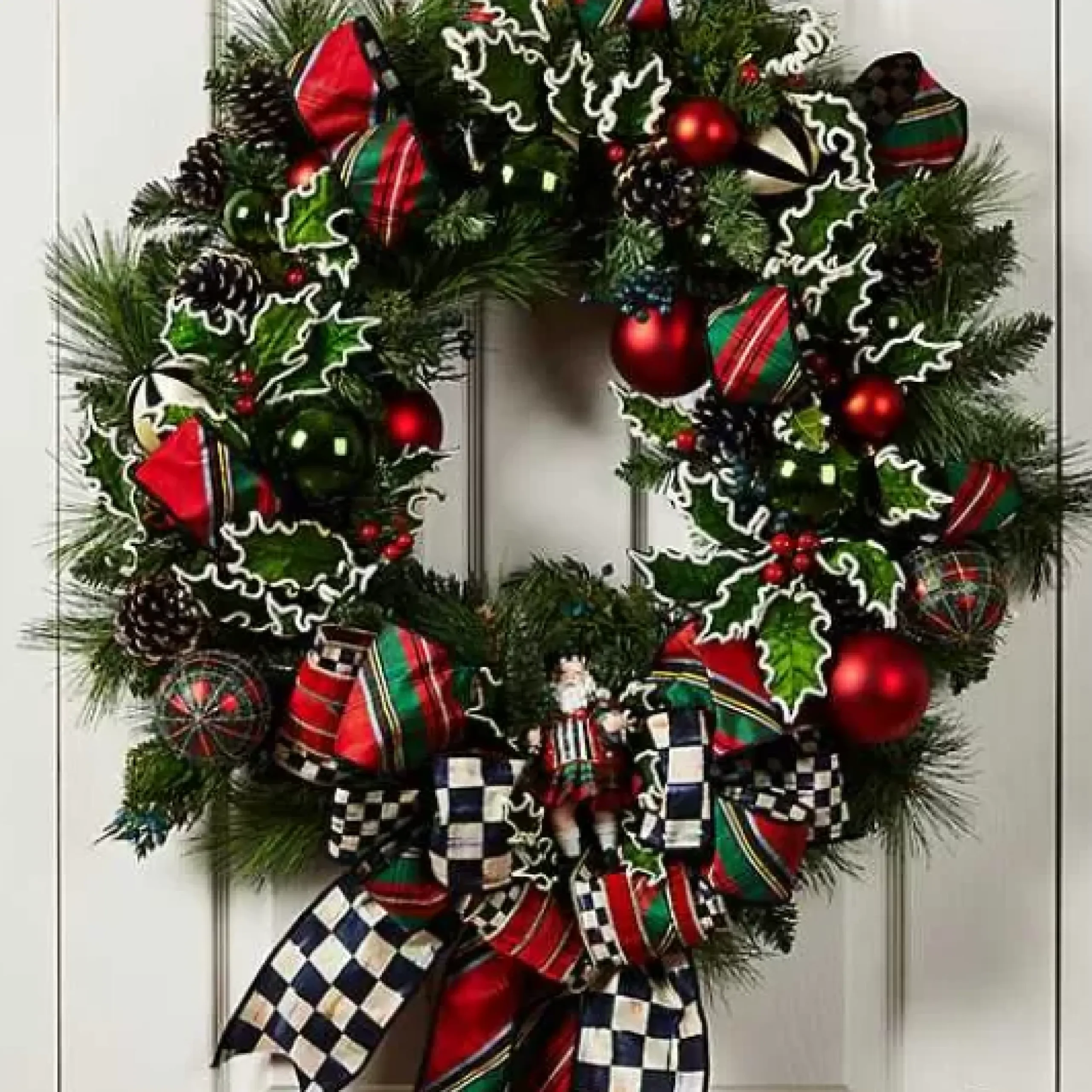 MacKenzie-Childs Tartastic Illuminated Wreath< Holiday|Greenery & Florals
