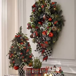 MacKenzie-Childs Tartastic Illuminated Wreath< Holiday|Greenery & Florals