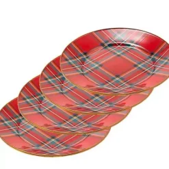 MacKenzie-Childs Tartastic Red Dinner Plates, Set of 4< Holiday|Kitchen & Dining Sets