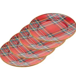 MacKenzie-Childs Tartastic Red Salad Plates, Set of 4< Holiday|Kitchen & Dining Sets