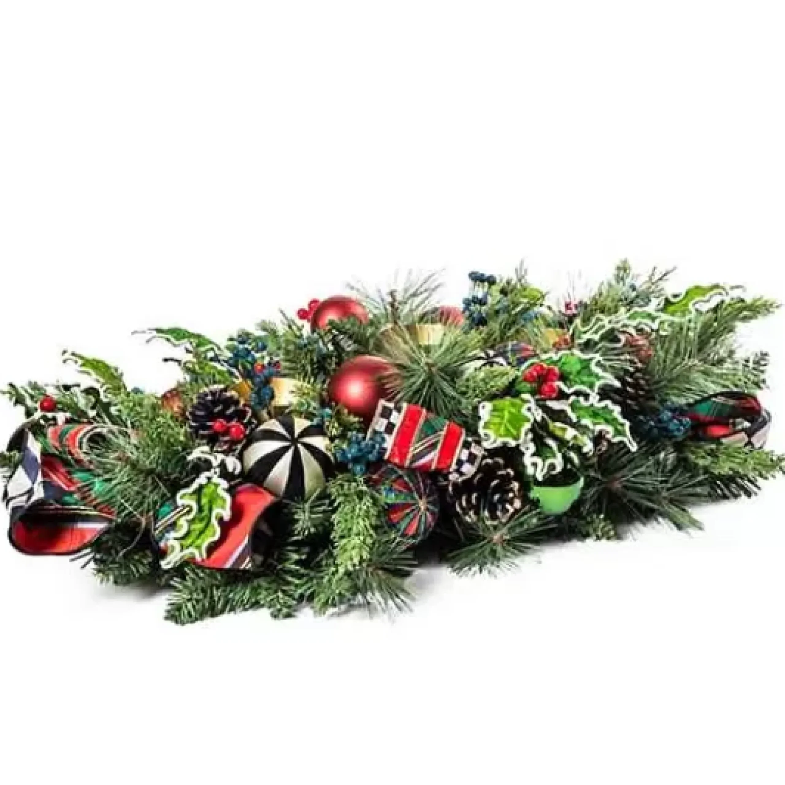 MacKenzie-Childs Tartastic Triple Candle Centerpiece< Holiday|Greenery & Florals