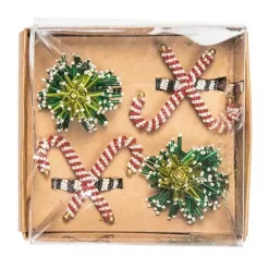 MacKenzie-Childs Tree  Candy Cane Napkin Rings, Set of 4< Holiday|Kitchen & Dining Sets