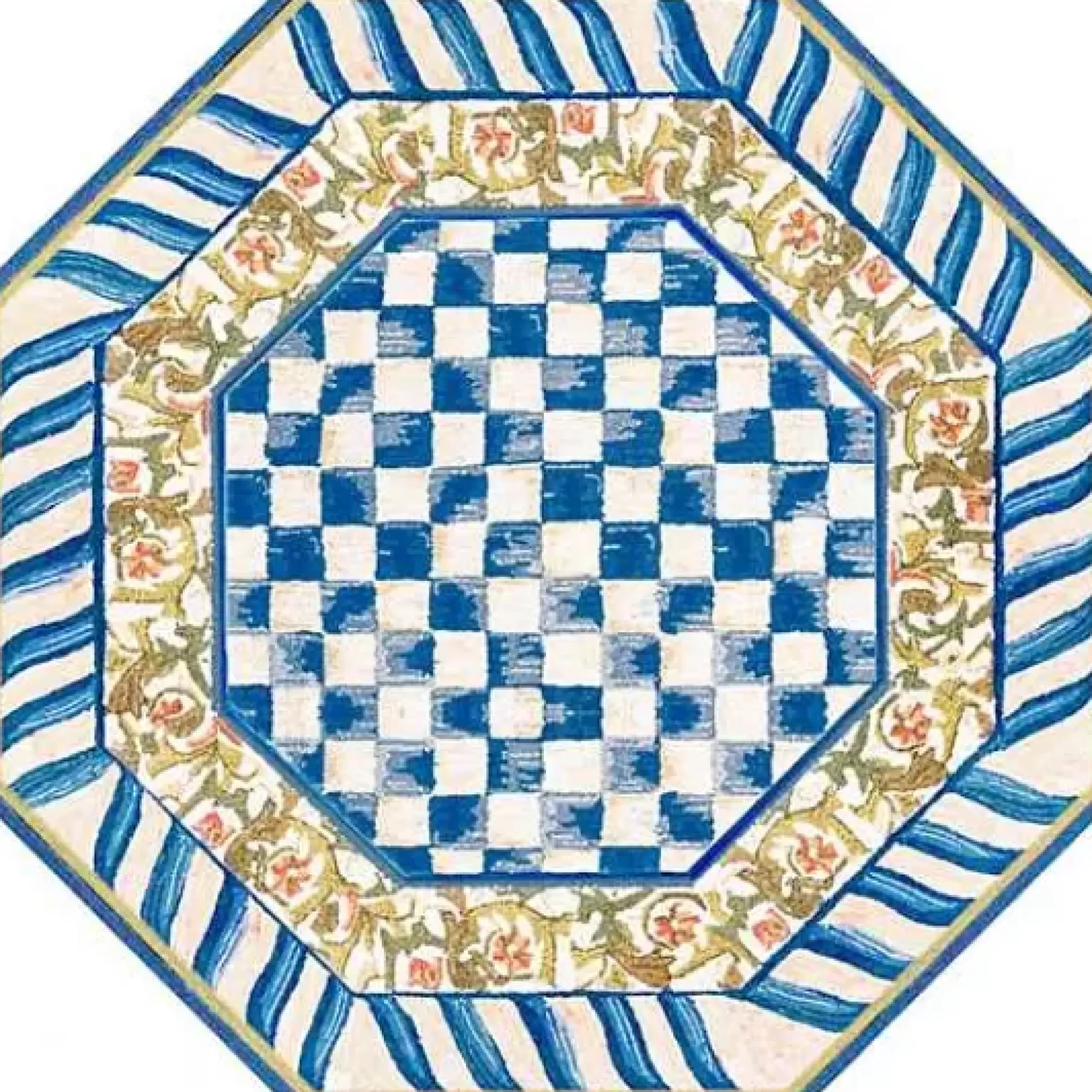 MacKenzie-Childs Truly Royal Check 6' Octagon Washable Rug< Rugs