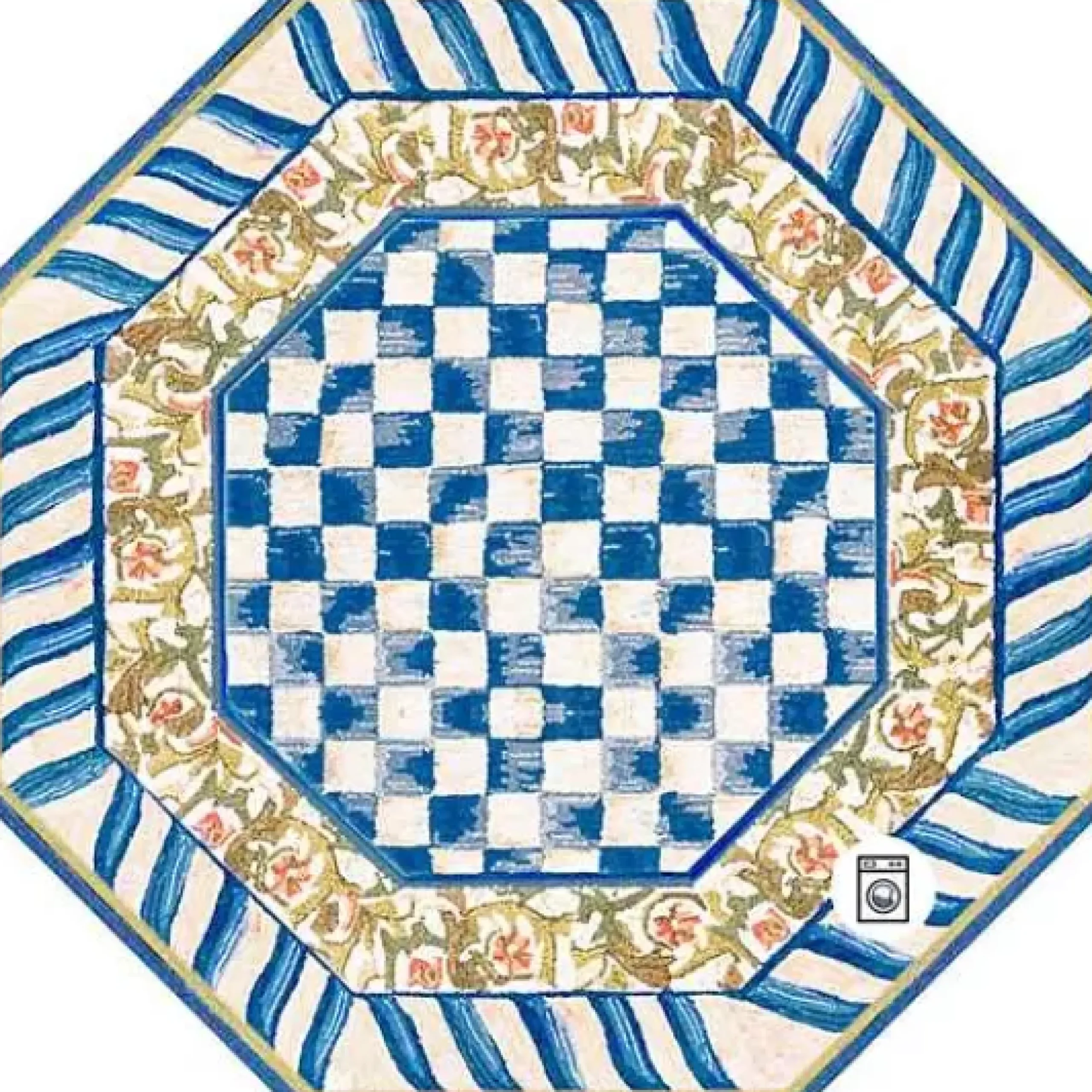 MacKenzie-Childs Truly Royal Check 6' Octagon Washable Rug< Rugs