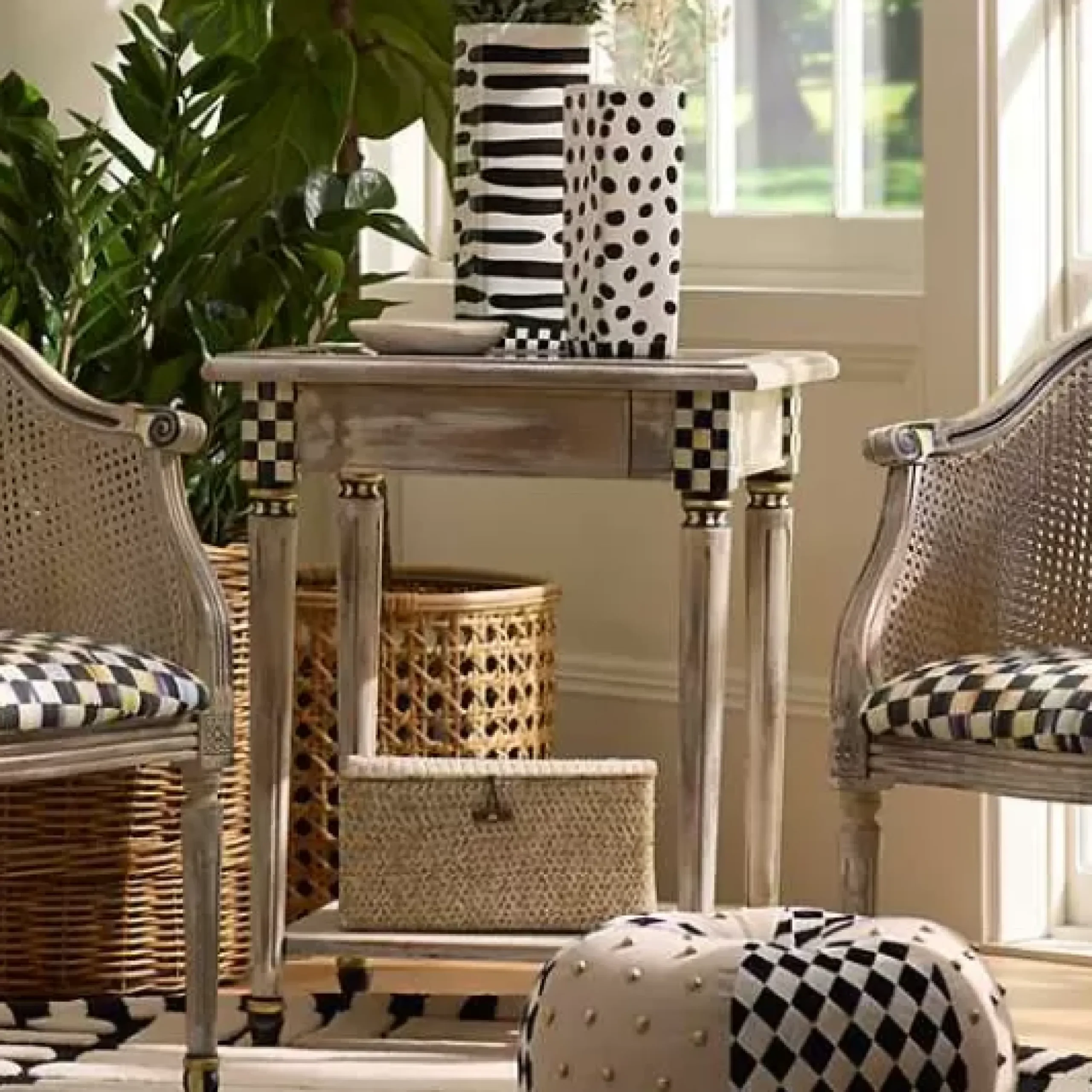 MacKenzie-Childs Tuscan Farm Square Accent Table< Entryway Furniture|Living Room
