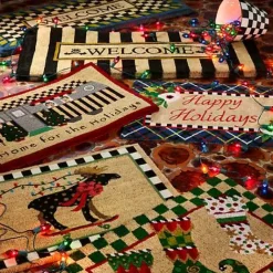 MacKenzie-Childs Welcome Awning Stripe Double Door Entrance Mat< Rugs