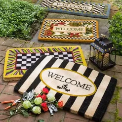 MacKenzie-Childs Welcome Awning Stripe Entrance Mat< Rugs