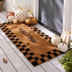 MacKenzie-Childs Welcome Checked Double Door Entrance Mat< The Fall Shop|Rugs
