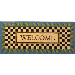 MacKenzie-Childs Welcome Periwinkle Double Door Entrance Mat< Rugs