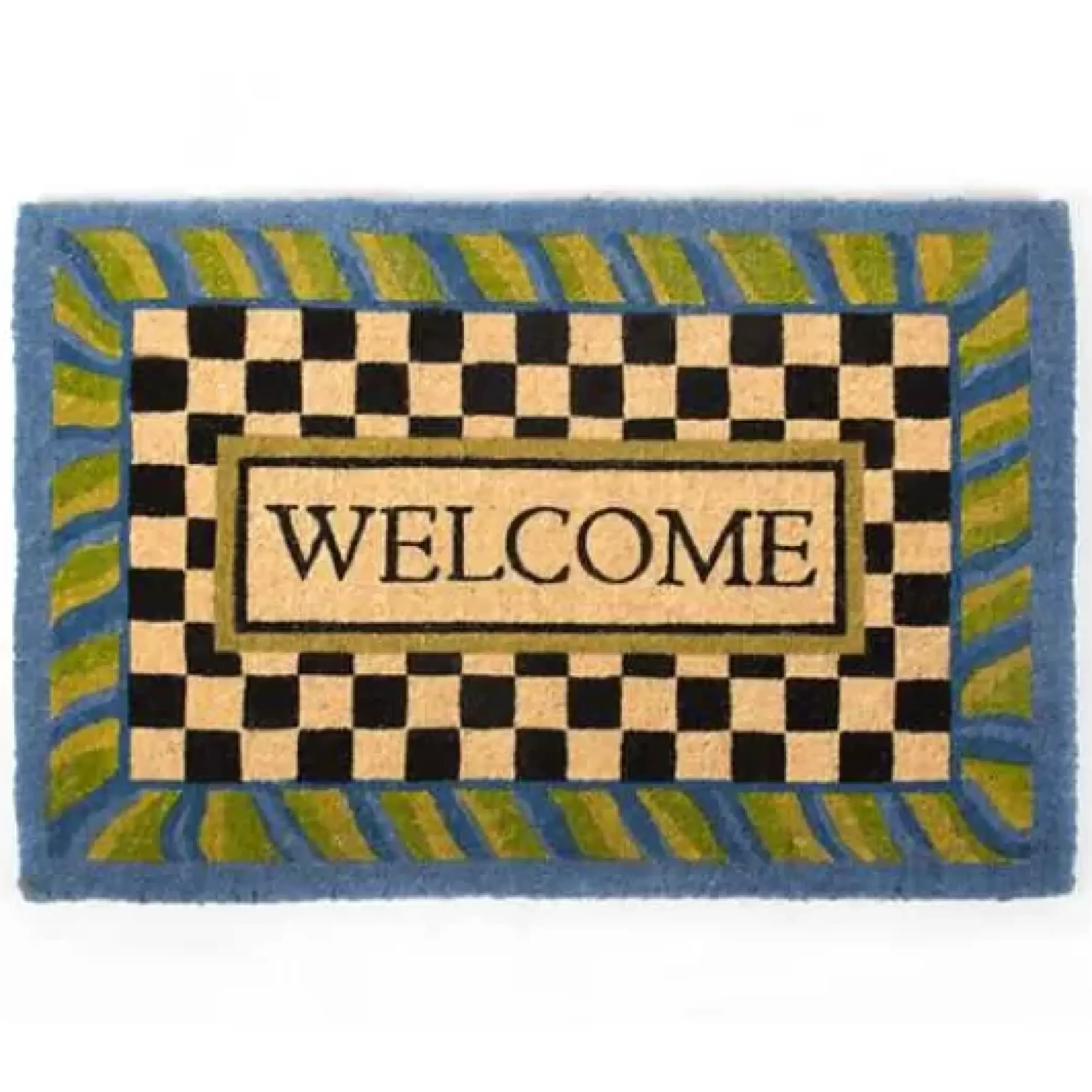 MacKenzie-Childs Welcome Periwinkle Entrance Mat< Rugs