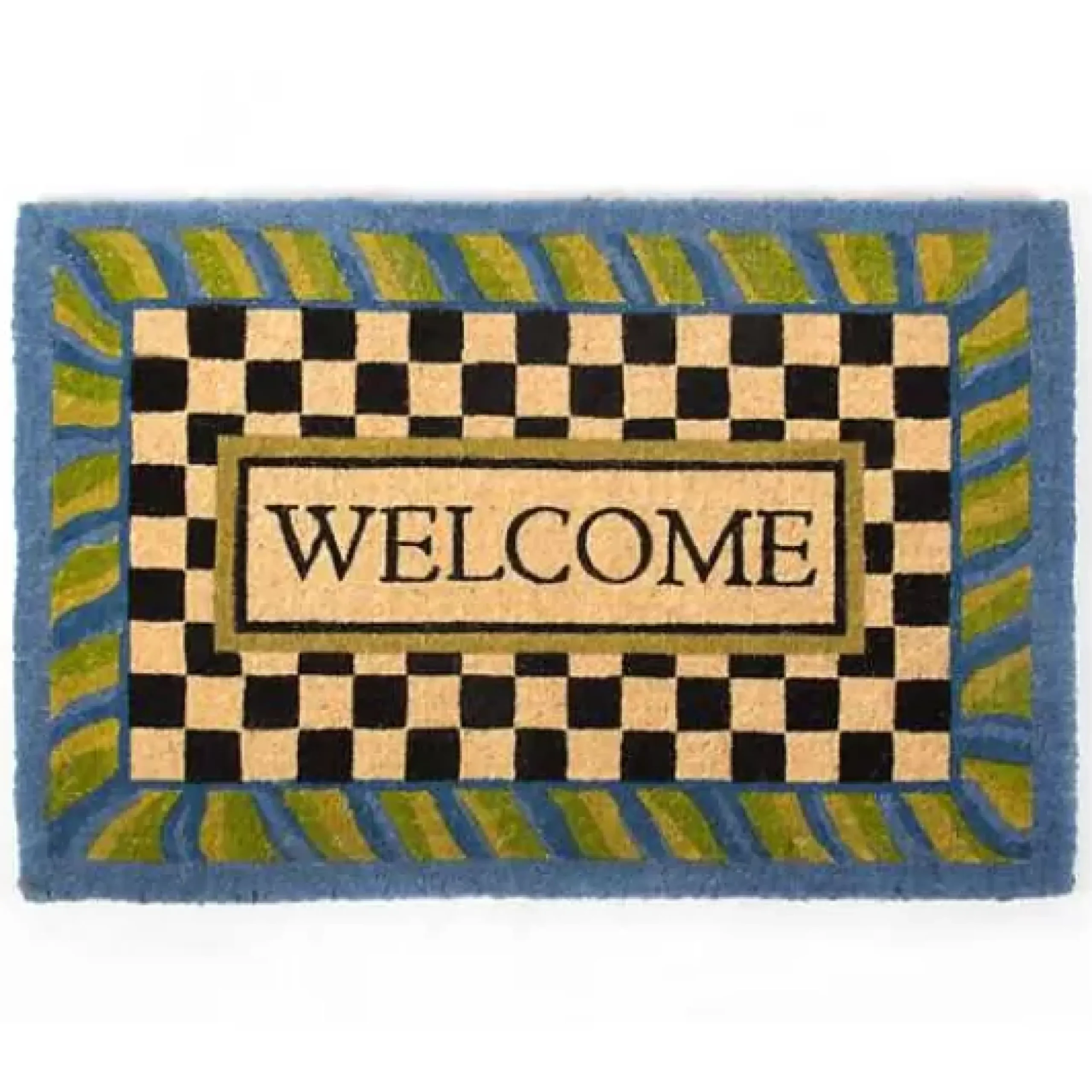 MacKenzie-Childs Welcome Periwinkle Entrance Mat< Rugs