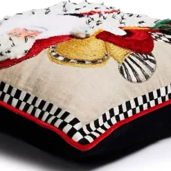 MacKenzie-Childs Westminster Santa Embellished Throw Pillow< Pillows, Throws, & Cushions