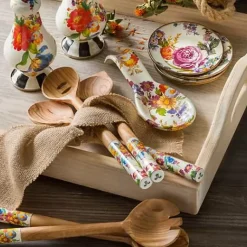 MacKenzie-Childs White Flower Market Appetizer Plates, Set of 4< Bar Entertaining|Serveware