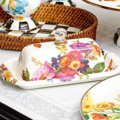 MacKenzie-Childs White Flower Market Butter Box< Serveware