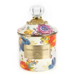 MacKenzie-Childs White Flower Market Demi Canister< Room Accents|Kitchen Storage & Organization