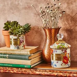 MacKenzie-Childs White Flower Market Demi Canister< Room Accents|Kitchen Storage & Organization