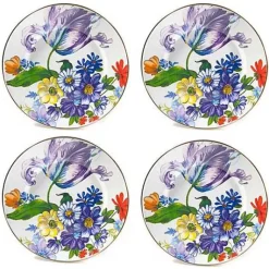 MacKenzie-Childs White Flower Market Dinner Plates, Set of 4< Kitchen & Dining Sets|Dinnerware & Flatware