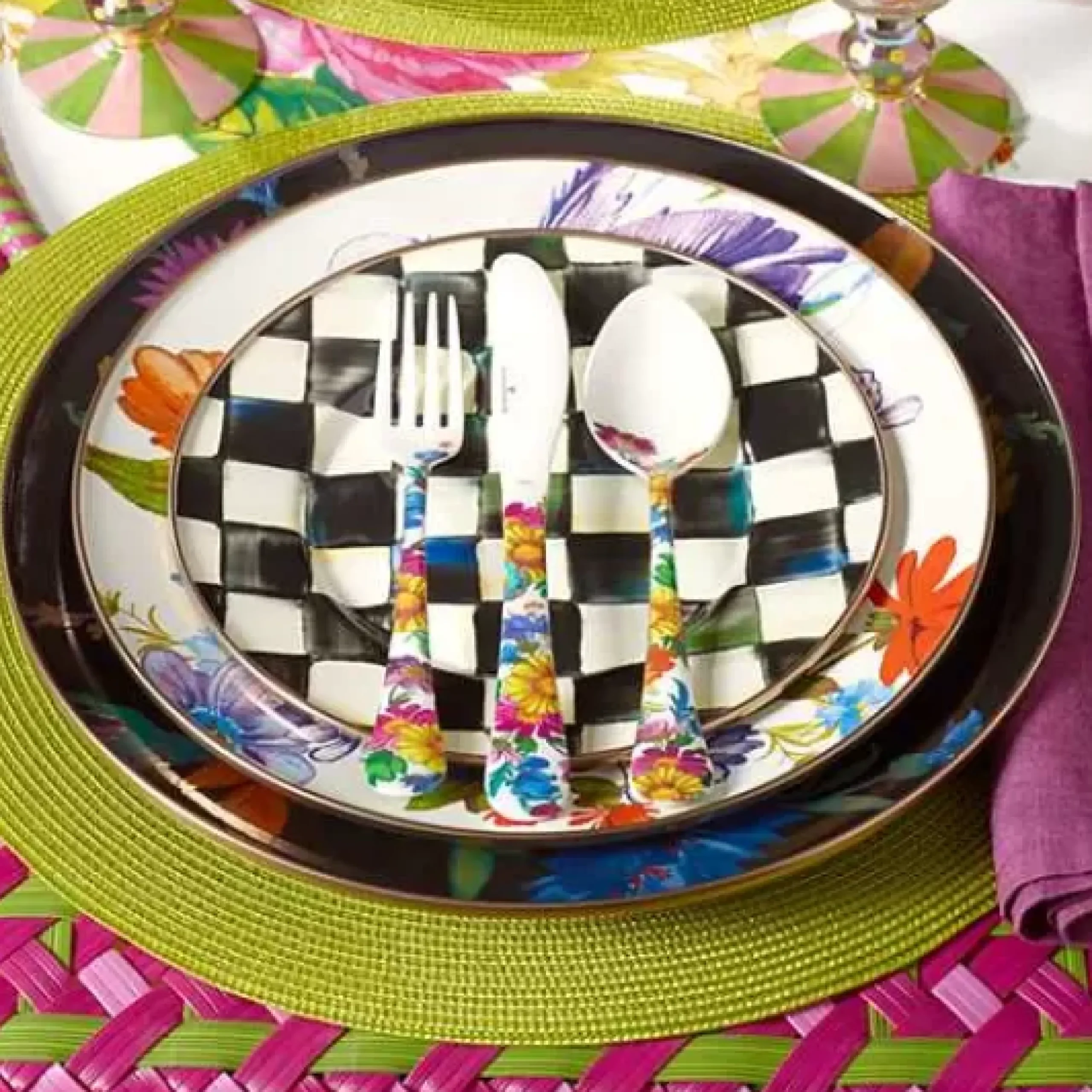 MacKenzie-Childs White Flower Market Dinner Plate< Dinnerware & Flatware