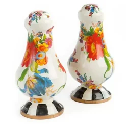 MacKenzie-Childs White Flower Market Large Salt  Pepper Shakers< Table Accessories|Serveware