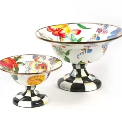MacKenzie-Childs White Flower Market Large Compote< Serveware