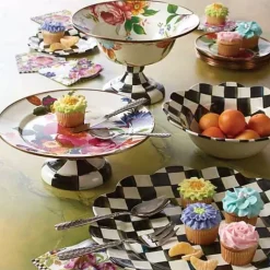 MacKenzie-Childs White Flower Market Large Compote< Serveware