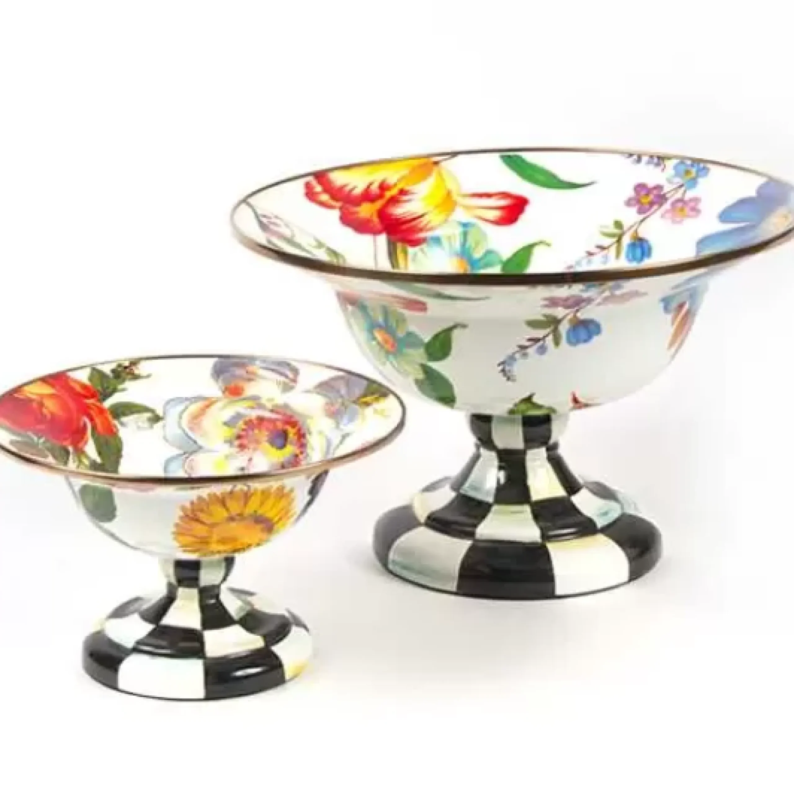 MacKenzie-Childs White Flower Market Large Compote< Serveware