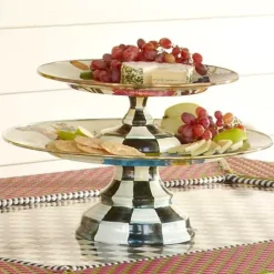 MacKenzie-Childs White Flower Market Large Pedestal Platter< Serveware