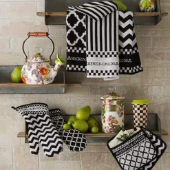 MacKenzie-Childs White Flower Market Large Canister< Room Accents|Kitchen Storage & Organization