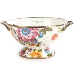 MacKenzie-Childs White Flower Market Large Colander< Kitchen Utensils & Tools