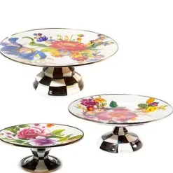 MacKenzie-Childs White Flower Market Pedestal Platters, Set of 3< Kitchen & Dining Sets|Serveware