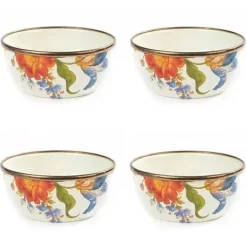MacKenzie-Childs White Flower Market Pinch Bowls, Set of 4< Kitchen & Dining Sets|Bar Entertaining