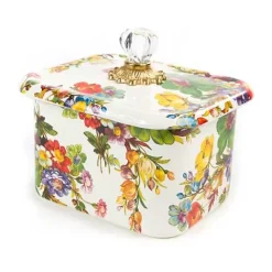 MacKenzie-Childs White Flower Market Recipe Box< Kitchen Storage & Organization
