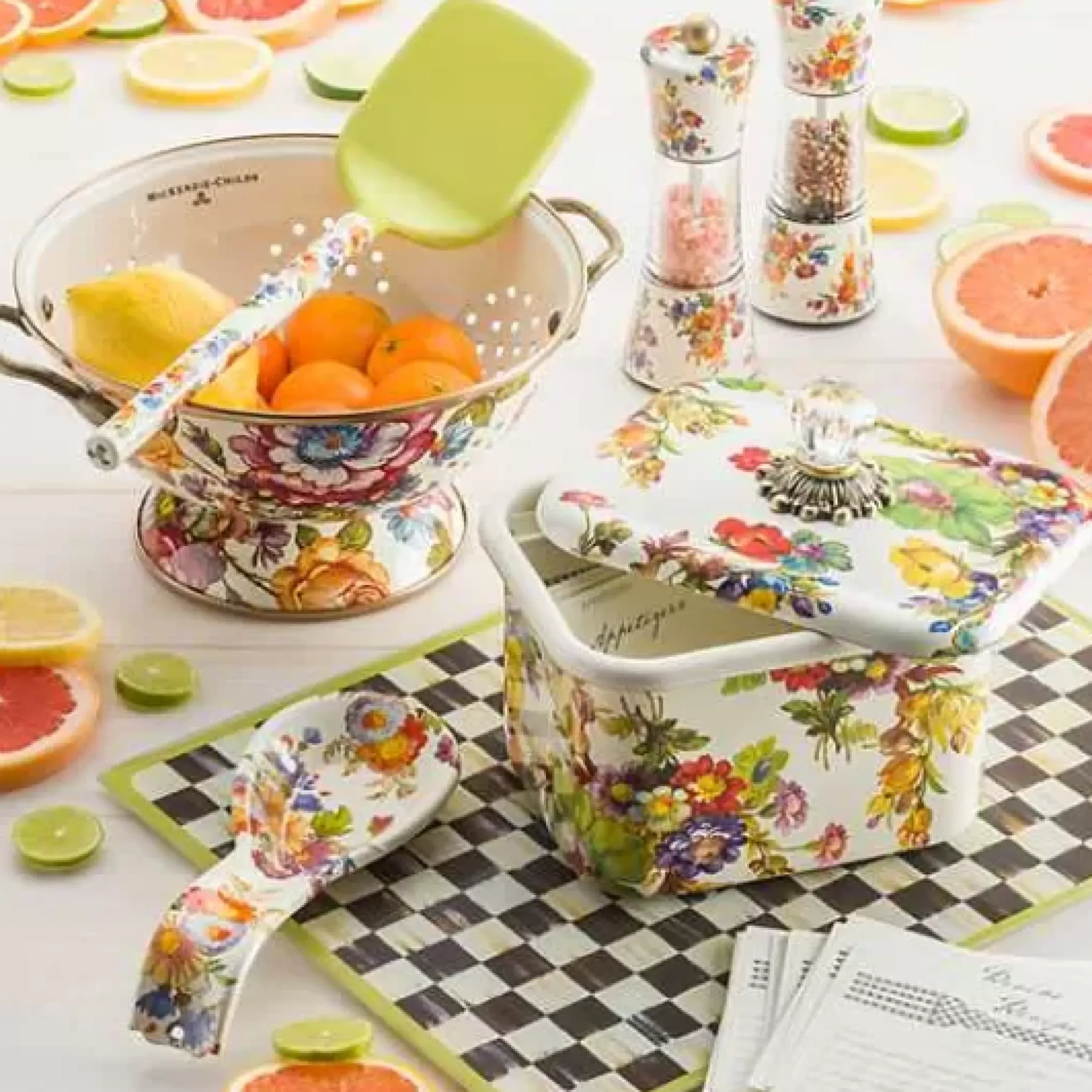 MacKenzie-Childs White Flower Market Recipe Box< Kitchen Storage & Organization