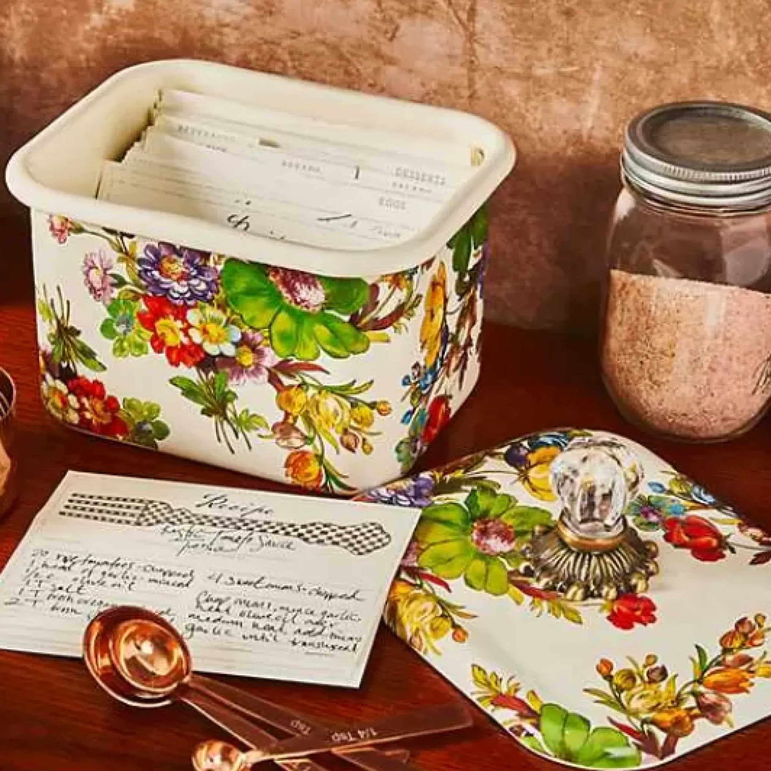 MacKenzie-Childs White Flower Market Recipe Box< Kitchen Storage & Organization