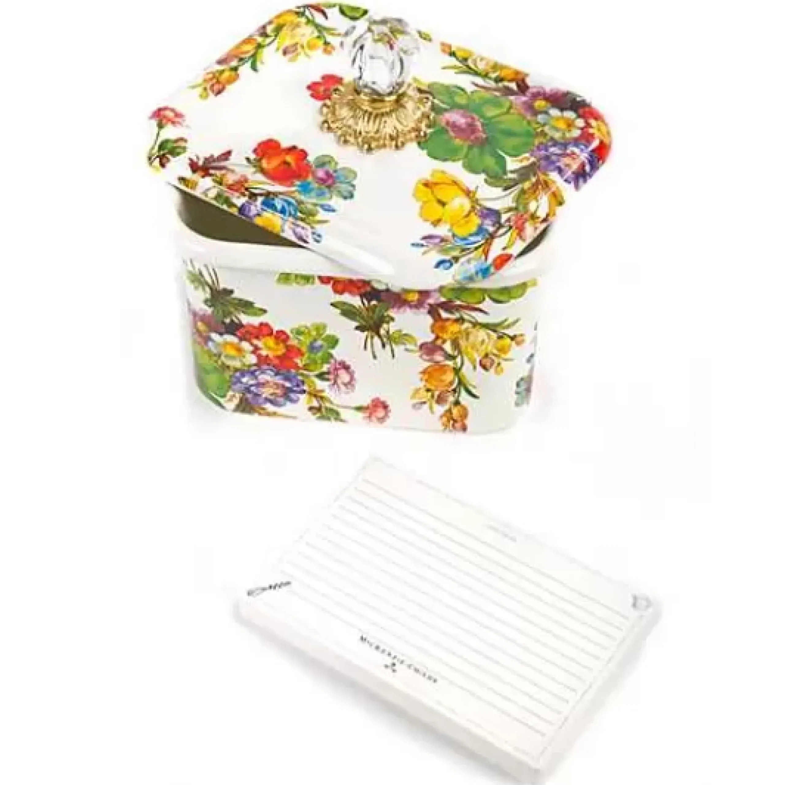 MacKenzie-Childs White Flower Market Recipe Box< Kitchen Storage & Organization