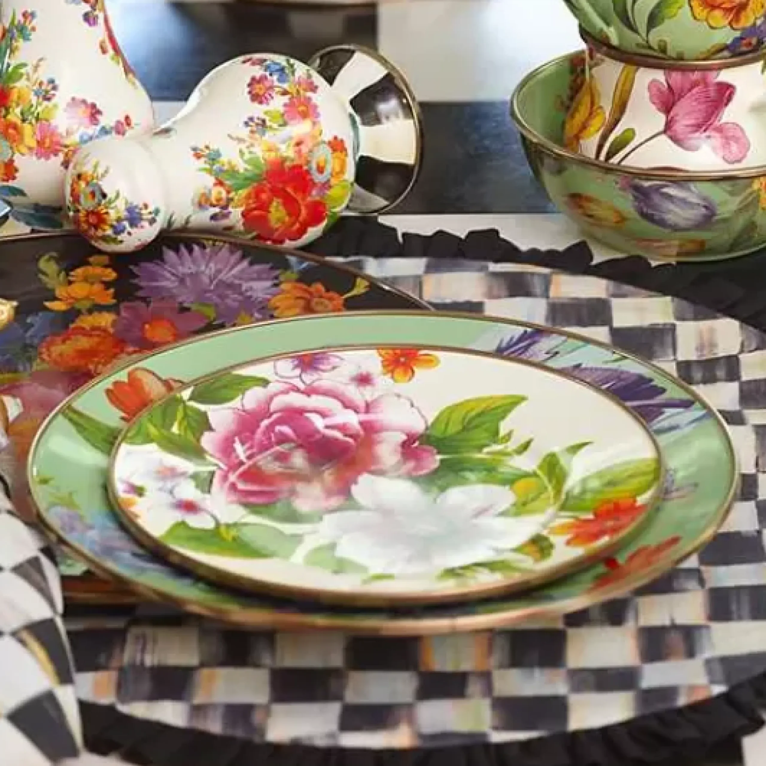 MacKenzie-Childs White Flower Market Salad/Dessert Plate< Dinnerware & Flatware