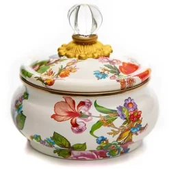 MacKenzie-Childs White Flower Market Squashed Pot< Bath & Bath Accessories|Room Accents