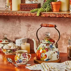 MacKenzie-Childs White Flower Market Squashed Pot< Bath & Bath Accessories|Room Accents