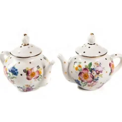 MacKenzie-Childs White Flower Market Teapot Salt  Pepper Set< Table Accessories|Serveware
