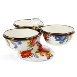 MacKenzie-Childs White Flower Market Triplicity< Bar Entertaining|Serveware