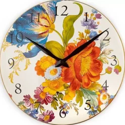 MacKenzie-Childs White Flower Market Wall Clock< Room Accents