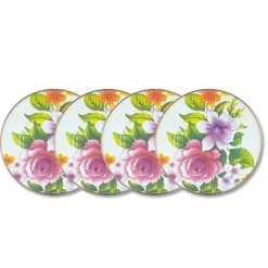 MacKenzie-Childs White Flower Market White Salad Plates, Set of 4< Kitchen & Dining Sets|Dinnerware & Flatware