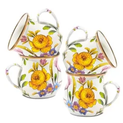 MacKenzie-Childs White Flower Market White Mugs, Set of 4< Kitchen & Dining Sets|The Coffee Shop