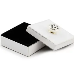 MacKenzie-Childs White Silver Plated Trinket Box with Check Knob< Room Accents